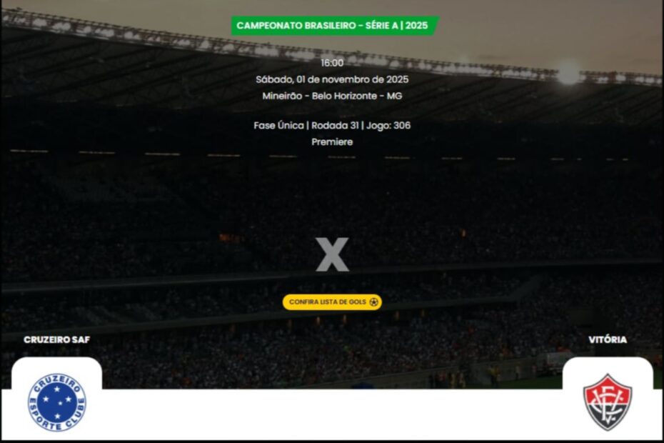 Onde Assistir Cruzeiro x Vitória pelo Campeonato Brasileiro 2025