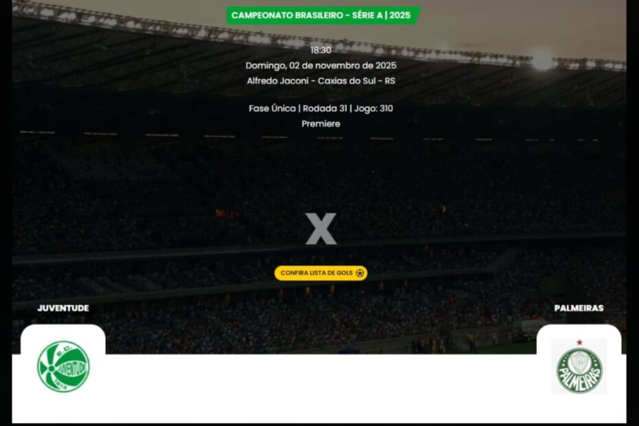 Onde Assistir Juventude x Palmeiras pelo Campeonato Brasileiro 2025